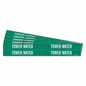 BRADY 7285-4-PK Pipe Marker, Tower Water, Green, White, Fits 3/4 to 2 3/8 Inch Size Pipe OD | CU3DDZ 781Z74