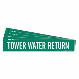 BRADY 7286-1-PK Pipe Marker, Tower Water Return, Green, White, Fits 2 1/2 to 7 7/8 Inch Size Pipe OD | CU2RET 782A27