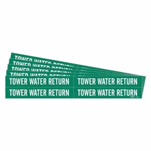 BRADY 7286-4-PK Pipe Marker, Tower Water Return, Green, White, Fits 3/4 to 2 3/8 Inch Pipe OD | CU2REU 782A33