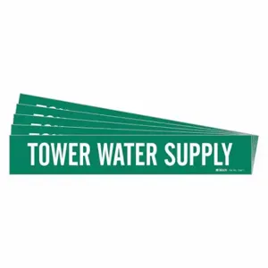 BRADY 7287-1-PK Pipe Marker, Tower Water Supply, Green, White, Fits 2 1/2 to 7 7/8 Inch Size Pipe OD | CU2REW 781Z99