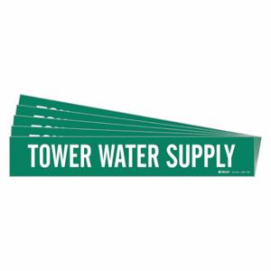 BRADY 7287-1HV-PK Pipe Marker, Tower Water Supply, Green, White, Fits 8 Inch and Larger Pipe OD | CU2REY 782A25