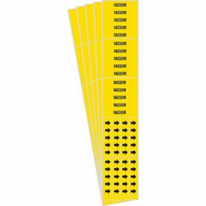 BRADY 7291-3C-PK Pipe Marker, Vacuum, Yellow, Black, Fits 3/4 Inch and Smaller Pipe OD, 3 Pipe Markers | CU2RFE 781W01