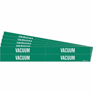 BRADY 7292-4-PK Pipe Marker, Vacuum, Green, White, Fits 3/4 to 2 3/8 Inch Size Pipe OD, 4 Pipe Markers | CU2RFD 781VR6