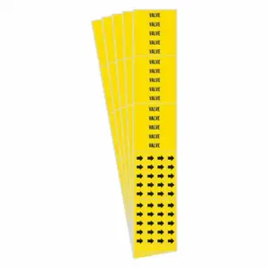 BRADY 7293-3C-PK Pipe Marker, Valve, Yellow, Black, Fits 3/4 Inch and Smaller Pipe OD, 3 Pipe Markers | CU2RFG 782FH8