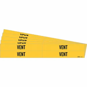 BRADY 7295-4-PK Pipe Marker, Vent, Yellow, Black, Fits 3/4 to 2 3/8 Inch Size Pipe OD, 4 Pipe Markers | CU2RFN 781W16