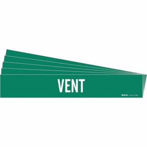 BRADY 7296-1-PK Pipe Marker, Vent, Green, White, Fits 2 1/2 to 7 7/8 Inch Size Pipe OD, 1 Pipe Markers | CU2RFJ 781VX5