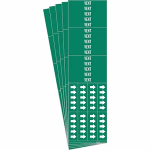 BRADY 7296-3C-PK Pipe Marker, Vent, Green, White, Fits 3/4 Inch Size and Smaller Pipe OD, 3 Pipe Markers | CU2RFK 781W34