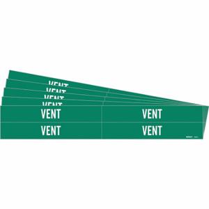 BRADY 7296-4-PK Pipe Marker, Vent, Green, White, Fits 3/4 to 2 3/8 Inch Size Pipe OD, 4 Pipe Markers | CU2RFL 781VR5