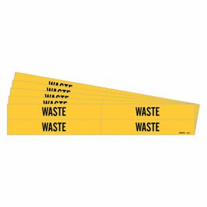 BRADY 7298-4-PK Pipe Marker, Waste, Yellow, Black, Fits 3/4 to 2 3/8 Inch Size Pipe OD, 4 Pipe Markers | CU2RFY 781Y98