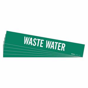 BRADY 7301-1-PK Pipe Marker, Waste Water, Green, White, Fits 2 1/2 to 7 7/8 Inch Size Pipe OD | CU2RFP 781ZW6