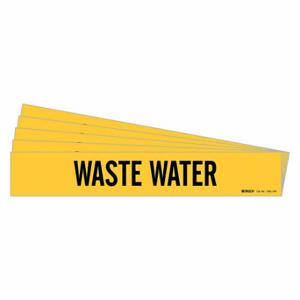 BRADY 7302-1HV-PK Pipe Marker, Waste Water, Yellow, Black, Fits 8 Inch Size and Larger Pipe OD | CU2RFV 781ZH3