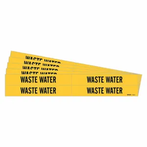 BRADY 7302-4-PK Pipe Marker, Waste Water, Yellow, Black, Fits 3/4 to 2 3/8 Inch Size Pipe OD | CU2RFU 781ZJ3