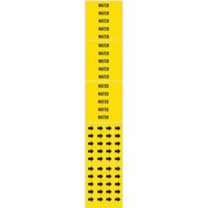 BRADY 7303-3C Pipe Marker Water Yellow 3/4 Inch Or Less | AE3AGM 5AED3