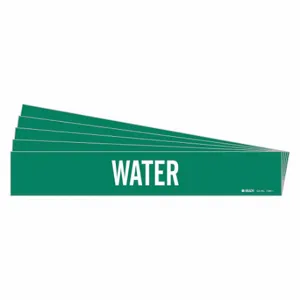 BRADY 7304-1-PK Pipe Marker, Water, Green, White, Fits 2 1/2 to 7 7/8 Inch Pipe OD, 1 Pipe Markers | CU2RFZ 781ZA4