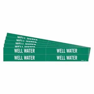 BRADY 7305-4-PK Pipe Marker, Well Water, Green, White, Fits 3/4 to 2 3/8 Inch Pipe OD, 4 Pipe Markers | CU2VFC 782F29