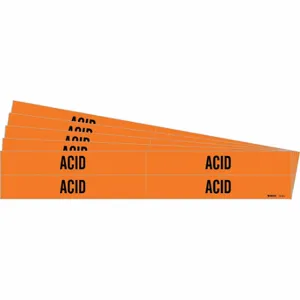 BRADY 7318-4-PK Pipe Marker, Acid, Orange, Black, Fits 3/4 to 2 3/8 Inch Size Pipe OD, 4 Pipe Markers | CT9PPK 781VJ4