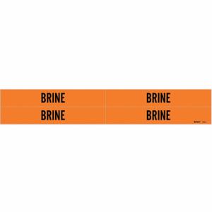 BRADY 7336-4 Pipe Marker, Brine, Orange, Black, Fits 3/4 to 2 3/8 Inch Size Pipe OD, 4 Pipe Markers | CU3DAZ 5GWT2