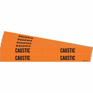 BRADY 7339-4-PK Pipe Marker, Caustic, Orange, Black, Fits 3/4 to 2 3/8 Inch Pipe OD, 4 Pipe Markers | CT9PRR 781VJ8