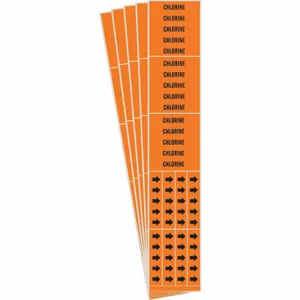 BRADY 7343-3C-PK Pipe Marker, Chlorine, Orange, Black, Fits 3/4 Inch Size and Smaller Pipe OD | CT9PTH 781X89