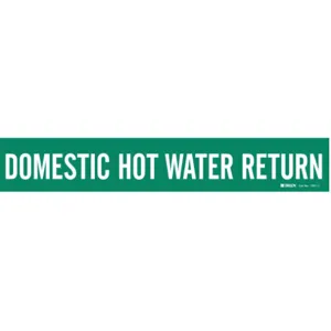 BRADY 7351-1 Pipe Marker Domestic Hot Water Return Green | AE3YYC 5GWU8