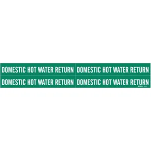 BRADY 7351-4 Pipe Marker Domestic Hot Water Return Green | AE3YYF 5GWX1