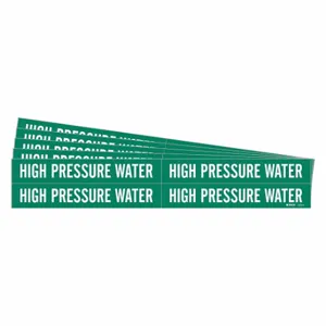 BRADY 7370-4-PK Pipe Marker, High Pressure Water, Green, White, Fits 3/4 to 2 3/8 Inch Pipe OD | CU2CFH 782A11