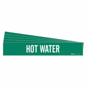 BRADY 7374-1-PK Pipe Marker, Hot Water, Green, White, Fits 2 1/2 to 7 7/8 Inch Size Pipe OD | CU2CTP 781Z73