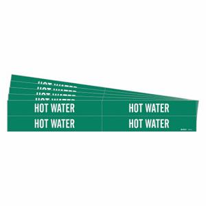 BRADY 7374-4-PK Pipe Marker, Hot Water, Green, White, Fits 3/4 to 2 3/8 Inch Pipe OD, 4 Pipe Markers | CU2CTR 781ZT5