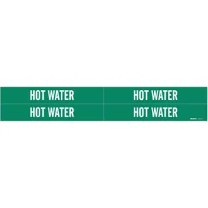 BRADY 7374-4 Pipe Marker Hot Water Green 3/4 To 2-3/8 In | AC9HYV 3GTU2