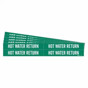 BRADY 7376-4-PK Pipe Marker, Hot Water Return, Green, White, Fits 3/4 to 2 3/8 Inch Pipe OD | CU2CFU 781ZA8