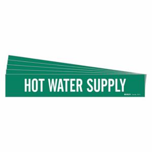 BRADY 7377-1-PK Pipe Marker, Hot Water Supply, Green, White, Fits 2 1/2 to 7 7/8 Inch Pipe OD | CU2CGA 781ZT9