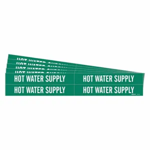 BRADY 7377-4-PK Pipe Marker, Hot Water Supply, Green, White, Fits 3/4 to 2 3/8 Inch Pipe OD | CU2CPD 781ZR3