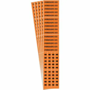 BRADY 7381-3C-PK Pipe Marker, Hydrochloric Acid, Orange, Black, Fits 3/4 Inch Size and Smaller Pipe OD | CU3DCJ 781VP9