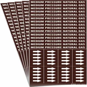 BRADY 7392-3C-PK Pipe Marker, Legend: Medium Pressure Natural Gas, 2 1/4 Inch x 2 3/4 Inch Size | CH6MKV 781X84