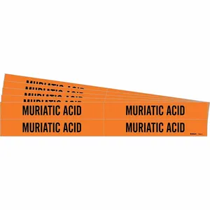 BRADY 7394-4-PK Pipe Marker, Muriatic Acid, Orange, Black, Fits 3/4 to 2 3/8 Inch Size Pipe OD | CU2DHM 781VN3