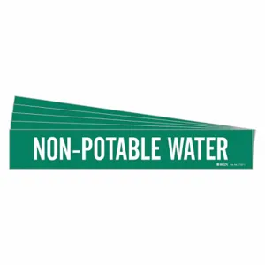 BRADY 7397-1-PK Pipe Marker, Non-Potable Water, Green, White, Fits 2 1/2 to 7 7/8 Inch Pipe OD | CU2DJL 781Z66