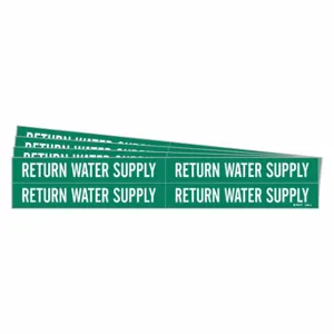 BRADY 7405-4-PK Pipe Marker, Reheat Water Return, Green, White, Fits 3/4 to 2 3/8 Inch Pipe OD | CU2MNA 782F32