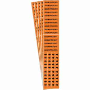 BRADY 7408-3C-PK Pipe Marker, Sodium Hypochlorite, Orange, Black, Fits 3/4 Inch and Smaller Pipe OD | CU2VWZ 781VK0