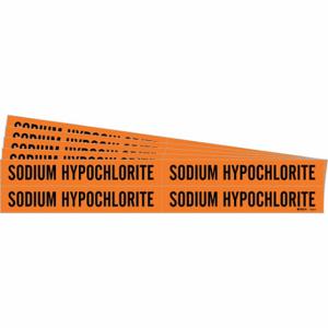 BRADY 7408-4-PK Pipe Marker, Sodium Hypochlorite, Orange, Black, Fits 3/4 to 2 3/8 Inch Size Pipe OD | CU2MPY 781VL7