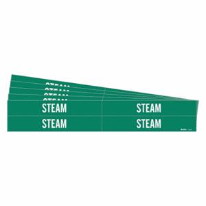 BRADY 7412-4-PK Pipe Marker, Steam, Green, White, Fits 3/4 to 2 3/8 Inch Size Pipe OD, 4 Pipe Markers | CU3DCA 781YY6