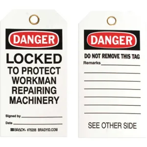 BRADY 76206 Danger Tag 5-3/4 x 3 Inch Iso 9001 - Pack Of 25 | AE6HTN 5T155