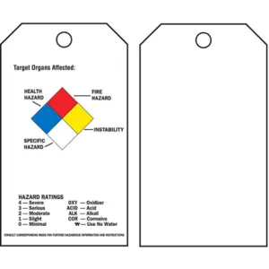 BRADY 76228 Tag Polypropylene Target Organs Affected - Pack Of 25 | AF4GQD 8W812