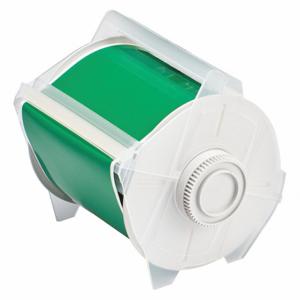 BRADY 76639 Continuous Label Roll, 4 Inch X 100 Ft, Polyester, Green, Outdoor | CP2LGM 3ME84
