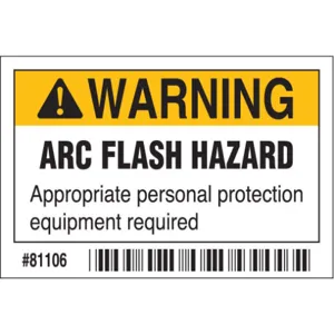 BRADY 81106 Arc Flash Protection Label 2 Inch H - Pack Of 10 | AC3ZJX 2XU79