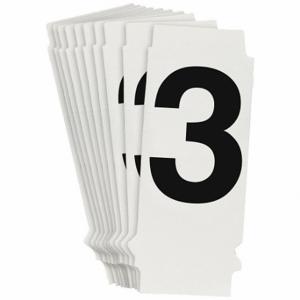 BRADY 8200P-3 Numbers And Letters Labels, 1 Inch Character Height, Non-Reflective, Helvetica, 3, 10 PK | CT3GUN 800P09