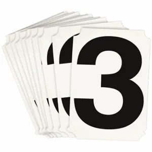 BRADY 8220P-3 Numbers And Letters Labels, 4 Inch Character Height, Non-Reflective, Helvetica, 3, 10 PK | CT3HQX 800P49