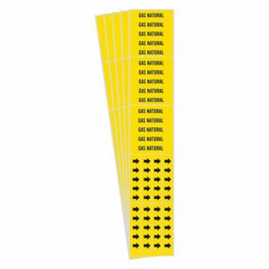 BRADY 83601-PK Pipe Marker, Gas Natural, Yellow, Black, Fits 3/4 Inch Size and Smaller Pipe OD | CU3DBJ 781XF3