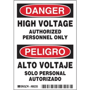 BRADY 86235 Danger/peligro Label 5 Inch H - Pack Of 5 | AD9WEL 4VK48