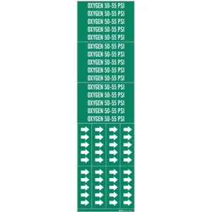 BRADY 86328 Pipe Marker Oxygen 50 To 55 Psi To 3/4 In | AE2ZJM 5AAZ6