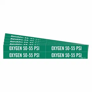 BRADY 86329-PK Pipe Marker, Oxygen 50-55 PSI, Green, White, Fits 3/4 to 2 3/8 Inch Pipe OD | CU2EDA 781XL2